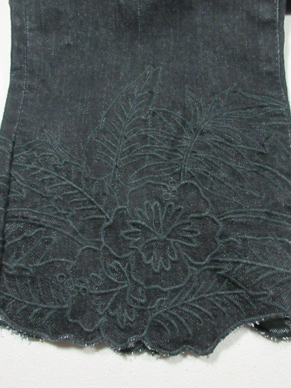 Lauren Ralph Lauren women dark gray stretch embroidered floral capri jeans 4 NWT - Picture 3 of 10